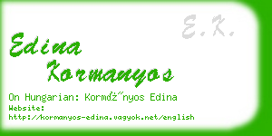 edina kormanyos business card